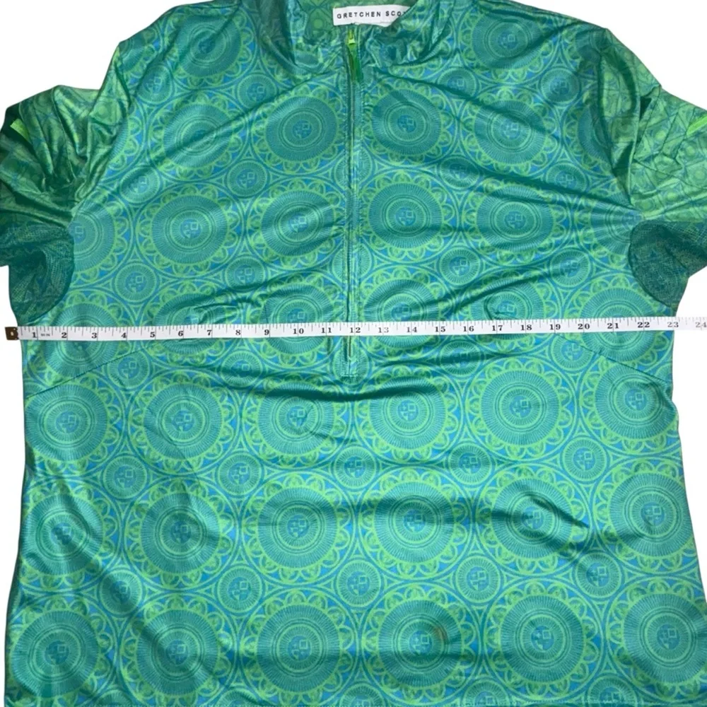 Gretchen Scott St Lawrence Half Zip Pullover Turq Kelly Medallion XL - Picture 12 of 16